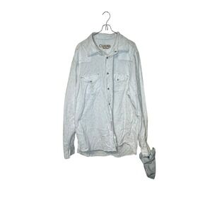 CUADRA Men Shirt Pearl Snap Pocket Western Button Up Long Sleeve Cotton White XL